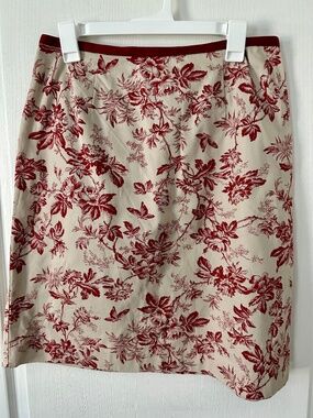Skirt Vintage Eddie Bauer Red Beige Toile